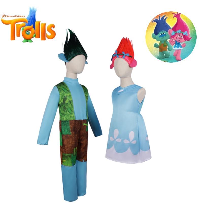 Bsrlons Children's Cosplay Magic Hair Elf Performance Costume Poppy And Branch Stage Outfit Summer)