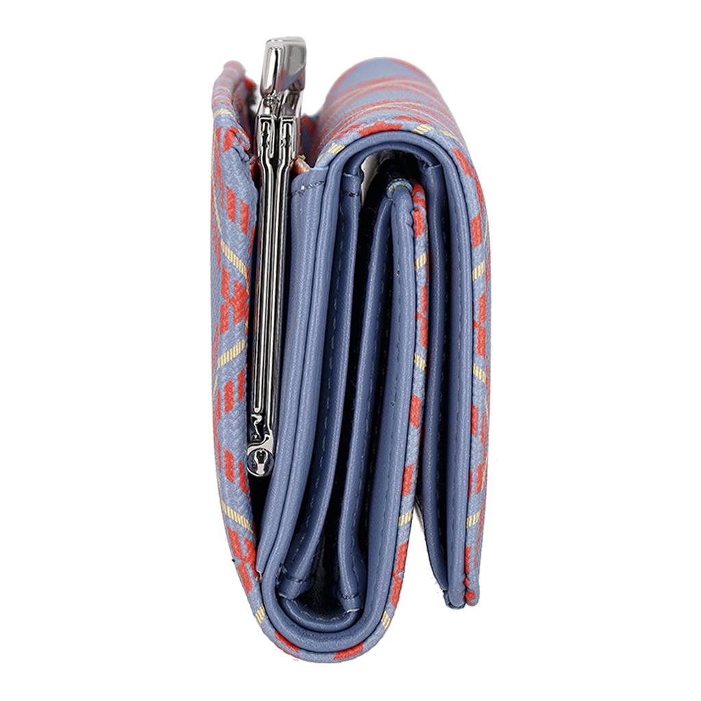 Vivienne Westwood SAFFIANO PRINTED Tri-fold Wallet, BLUE/ORANGE TARTAN, Women's, 5115002NW-S0022 [Used]