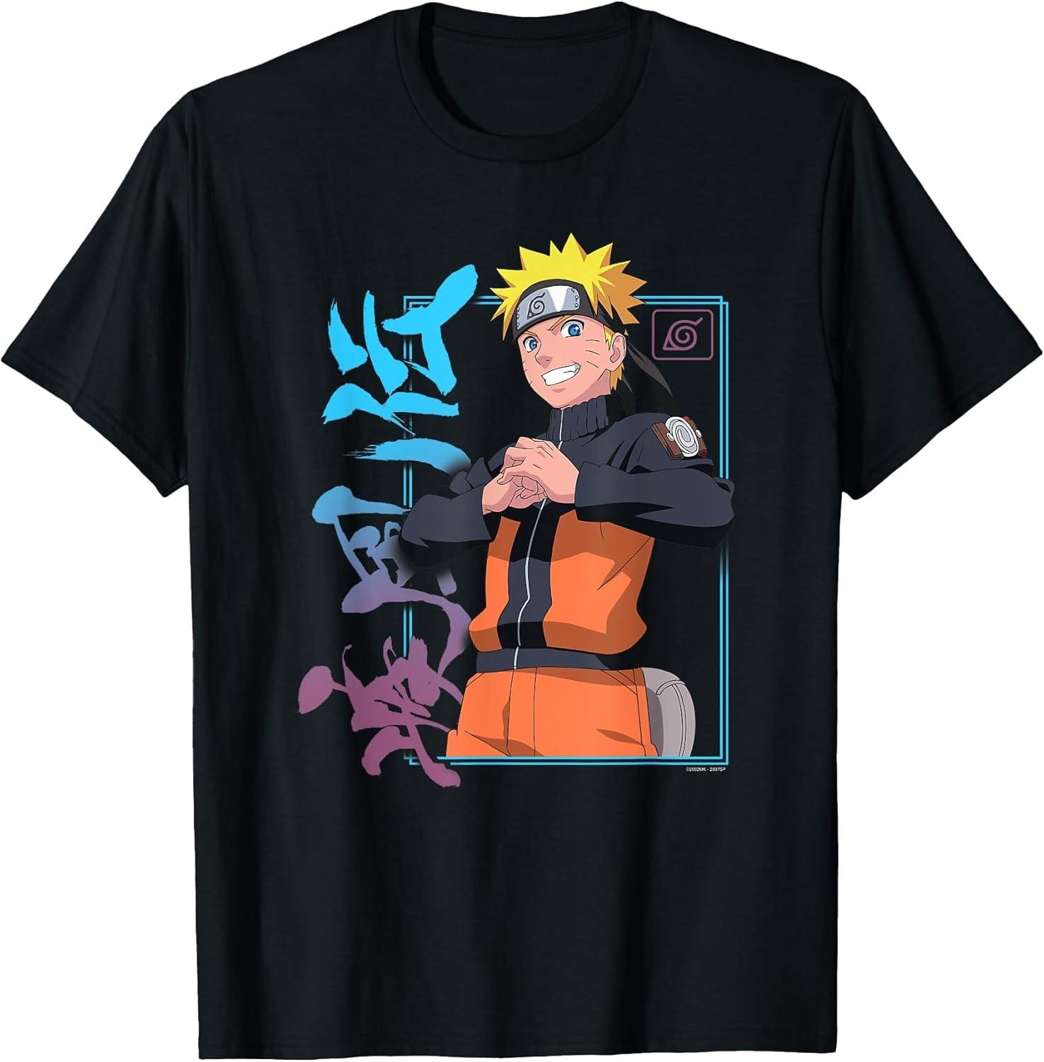 Naruto Shippuden Kanji Frame T-Shirt, Black, Small, Black, S XXXXXL чёрный