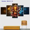 Lord Ganesha 5-Panel Canvas Wall Art Modern Living Room Decor with