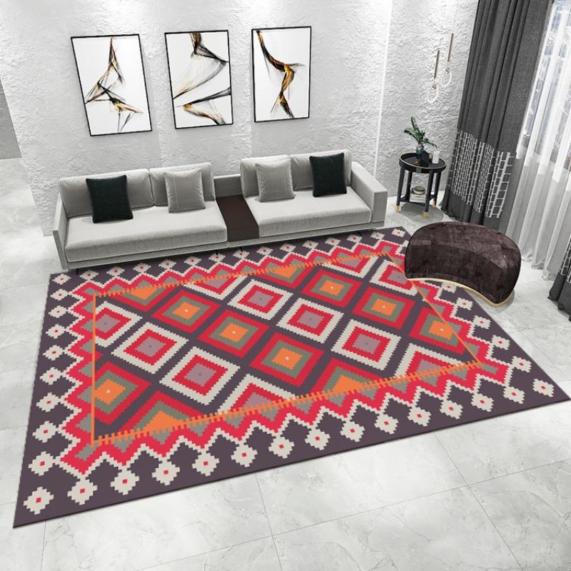 Moroccan Living Room Carpet Home Bedroom Anti-slip Rugs Diamond-shaped Line Decoration Rugs Multi-Size Ethnic Style Carpet