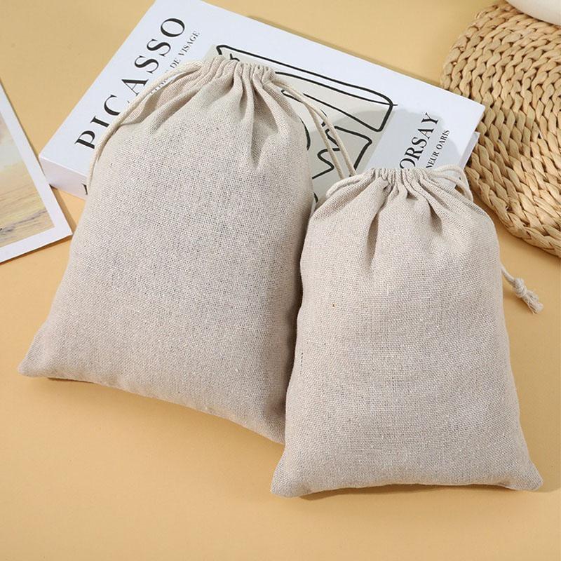 New 10 Pcs/Lot Linen Drawstring Bags Multiple Sizes Jewelry Packaging Bag Jewelry Pouch Sachets for Packaging SSBZD05
