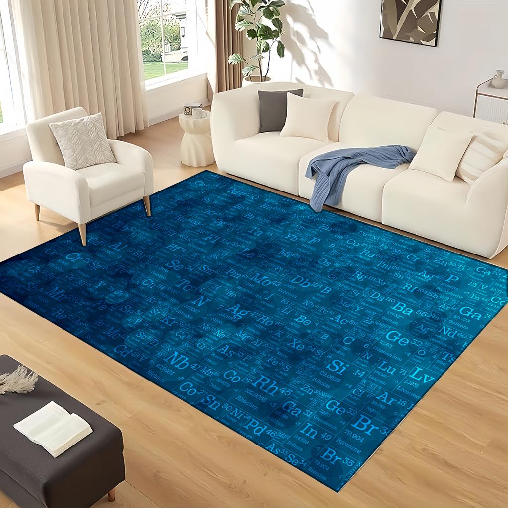 Retro Periodic Table of Elements Physics Formula Area Rug Carpet for Living Room Bedroom Home Decor,Non-slip for Sofa Doormat