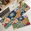 2 alfombras de cocina con estampado floral de colores vibrantes, resistentes al desgaste, antideslizantes, fáciles de limpiar, antiincrustantes