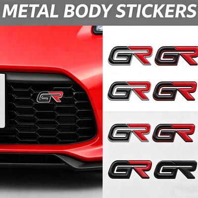 Metal Bil Bagagerum Front Gitter Emblemer Side Emblemer Klistermærker til GR Logo Yaris Camry Corolla Karosseri Dekaler Udvendige Tilbehør