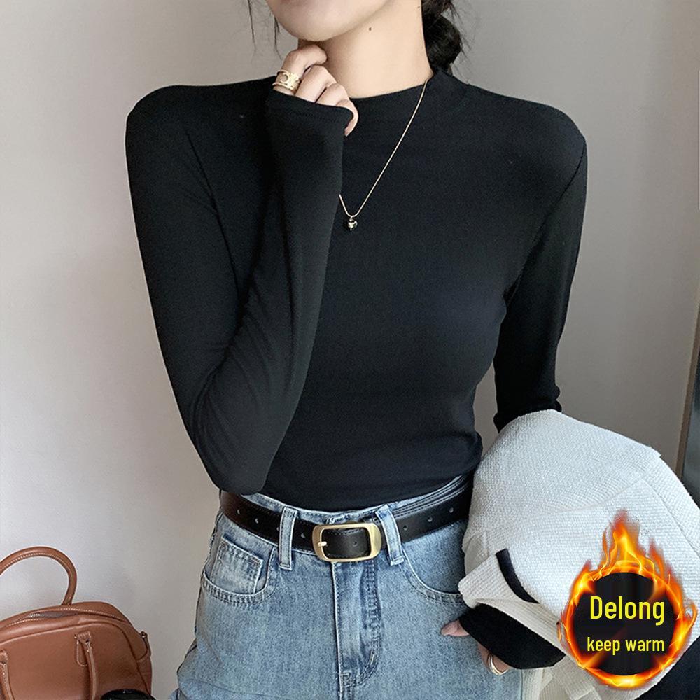 2025 New Autumn/Winter Women’s Warm Velvet Long Sleeve Base Shirt