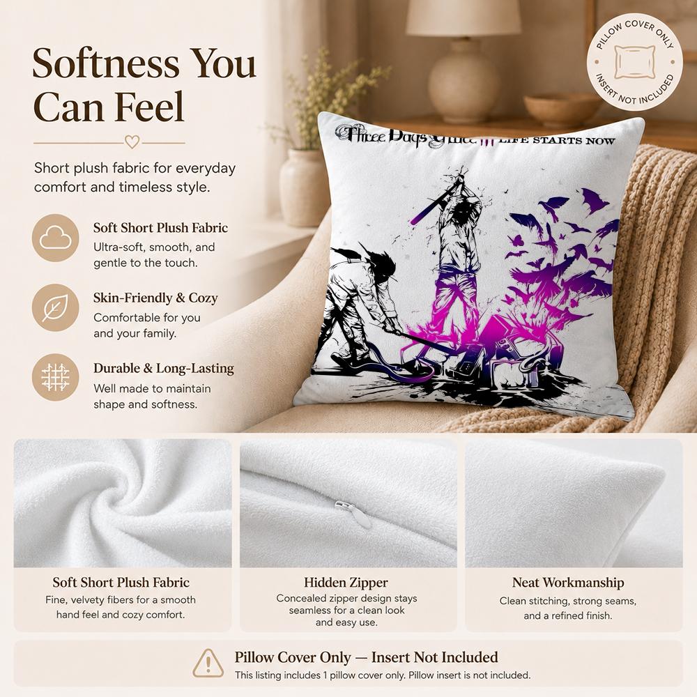 Band T-Three Days GraceS Cushion Cover Double-Sided Printed Pillow Cover Hypoallergenic Dust-Mite Proof