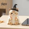 Gothic Style Figurine Vintage Witch Cat Halloween Decoration, Small Wooden Lover Gifts for Farmhouse Mantel, Bookshelf Table, Desktop Decor