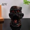 Cool Makeup Brush Cup Gothic Skull Pen Holder, Realistic Zombie Head Organizer, Large Capacity Desktop Style Beauty Tool Organizer Storage Container,