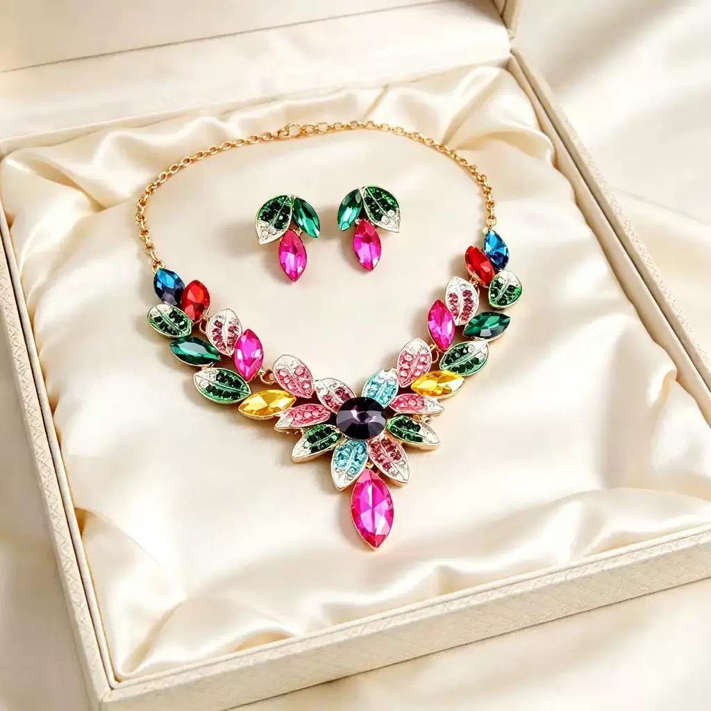 Exaggerated Statement Necklace For Women Bohemian Multicolor Stone Necklaces Big Discount Fashion Jewelry Clearance Sale