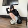 [+ LY] Seoul Blogger~ Space Silver Mesh Platform Casual Jogging Sneakers Dam Daddy Shoes