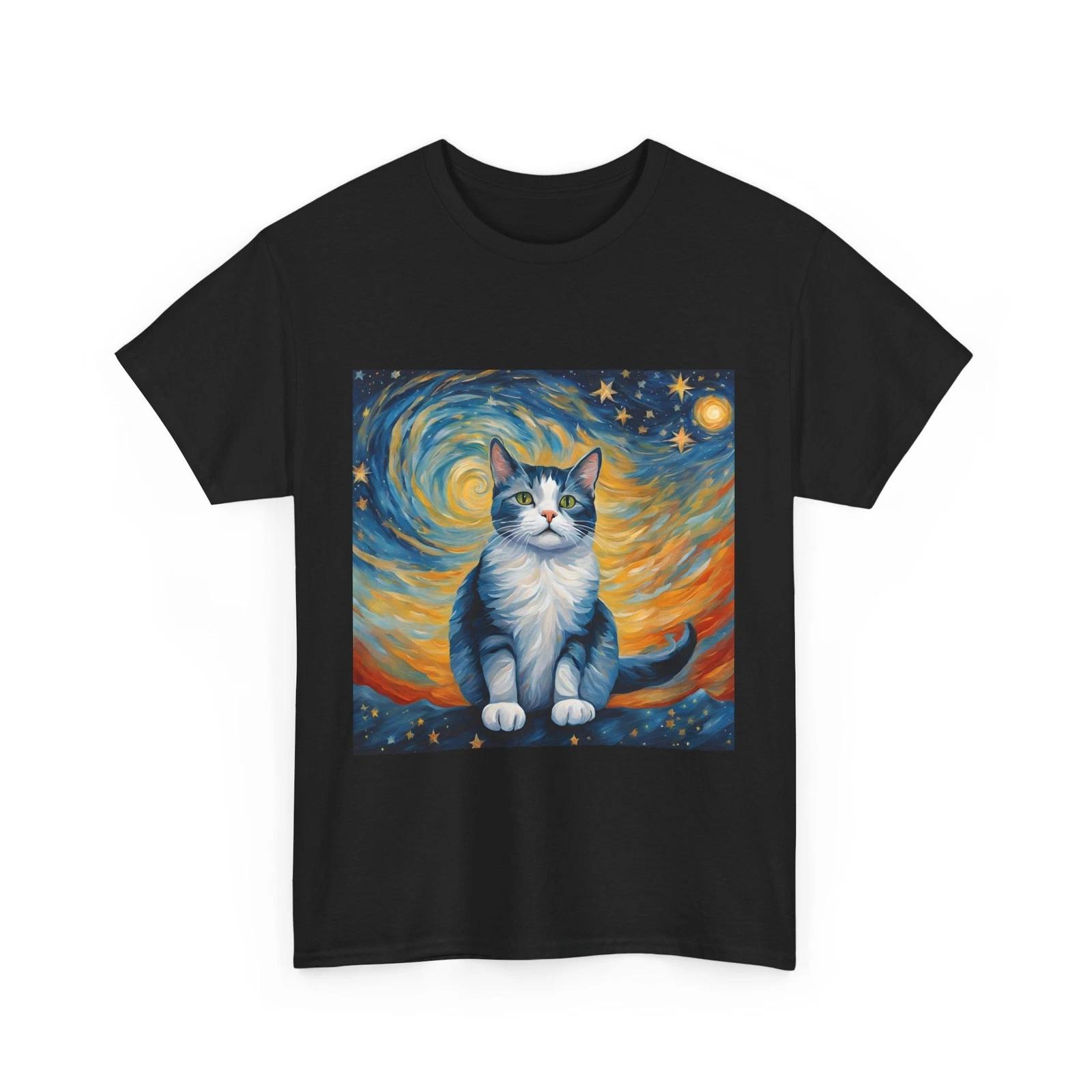 Van Gogh Cat Shirt | Van Gogh Starry Night Cat Shirt | Vintage Black Cat Shirt 2 2XL
