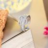 CMM Schmuck Exquisiter Liebesherzförmiger Silberfarbener Zirkonia Öffnender Verstellbarer Ring für Liebhaber Schmuck Geschenk