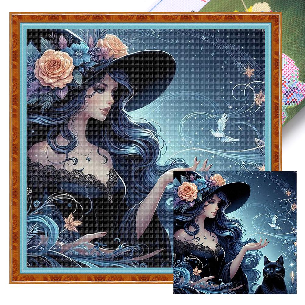 Witch Printed Cross Stitch Kit DIY 11CT Embroidery Craft Set Home Decoration