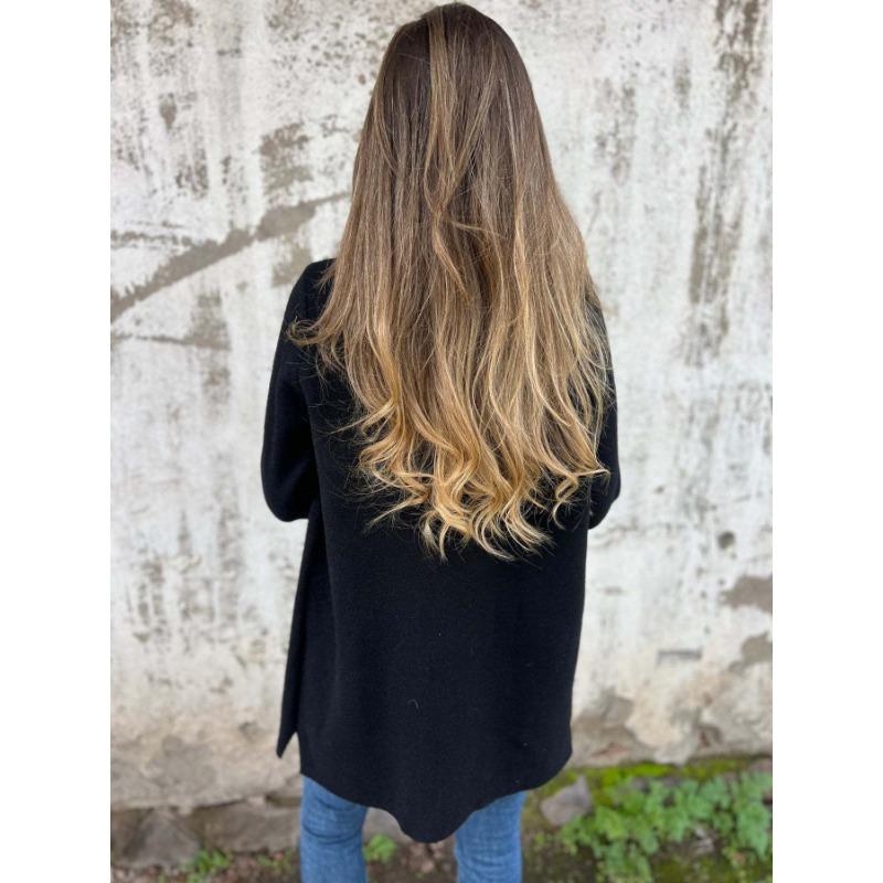 Women S Casual Loose Fit Wool Blend Coat Lapel Fake Pocket Open Front