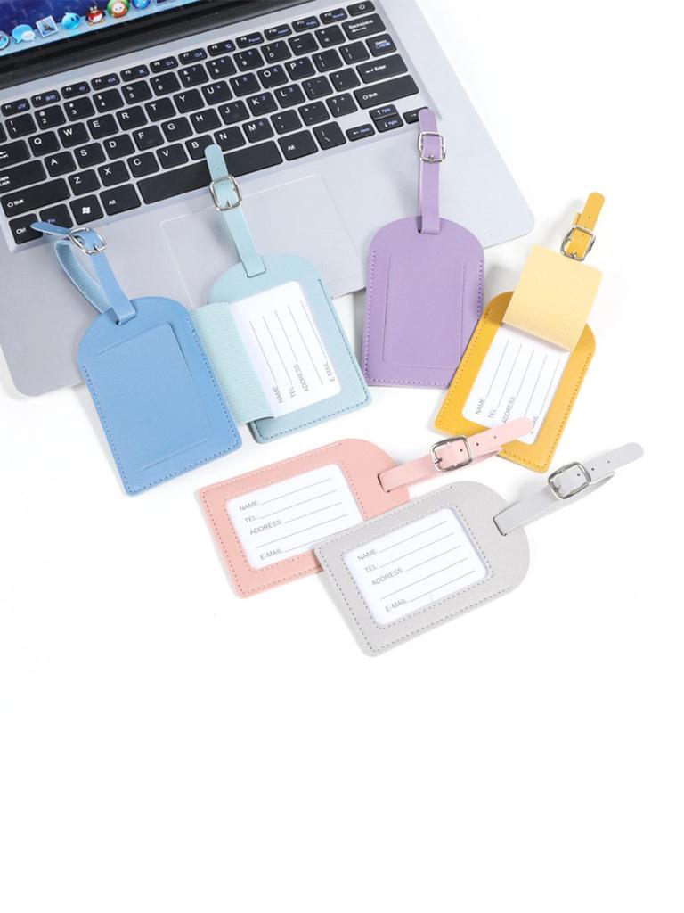Customizable Multi-Color PU Faux Leather Luggage Tag with Lanyard and Card Holder - In Stock