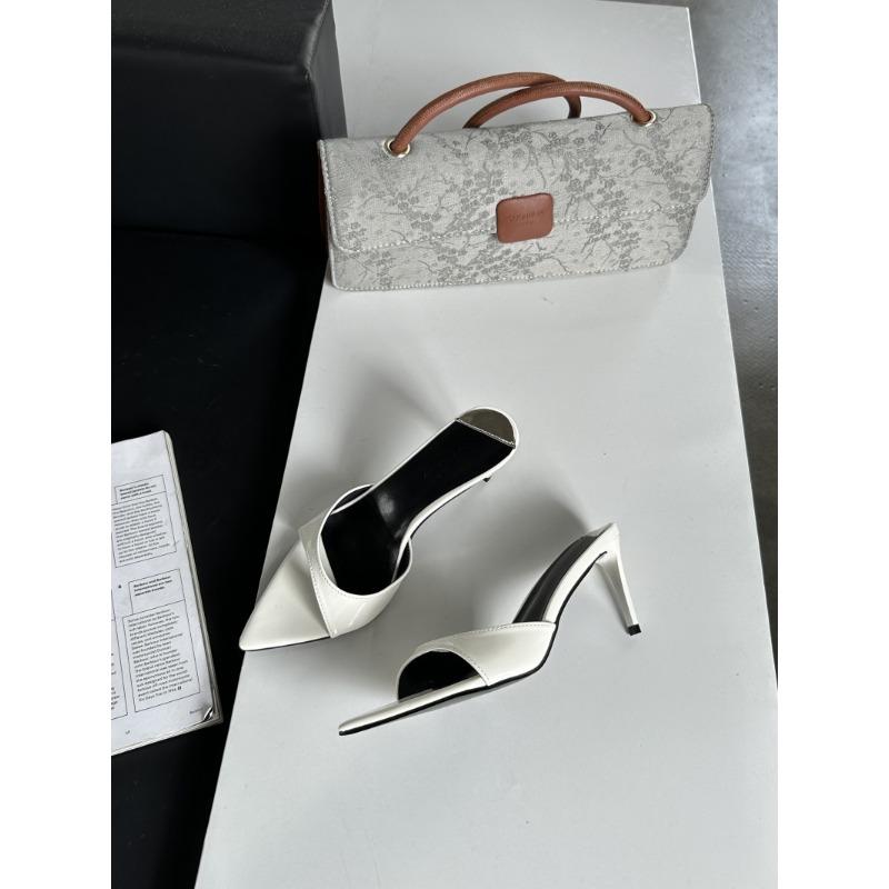 European and American New Simple One word High Heels Sexy Pointed Thin Heels Cool Slippers