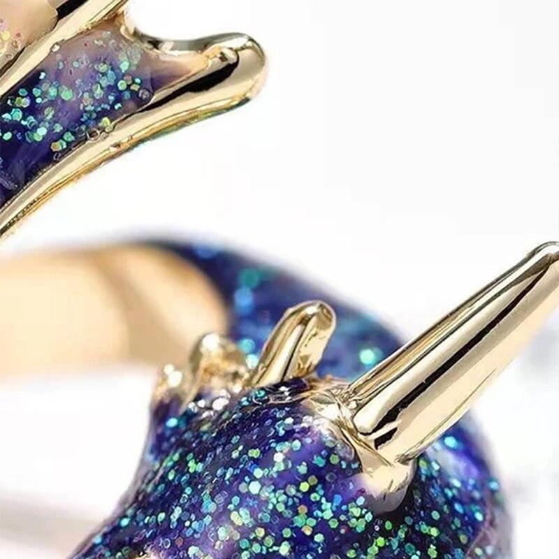 Anéis de Casal Dragão Rosa Azul Fofos e Fashion Masculinos e Femininos Médio Pode Auto-Regular Anéis de Dragão