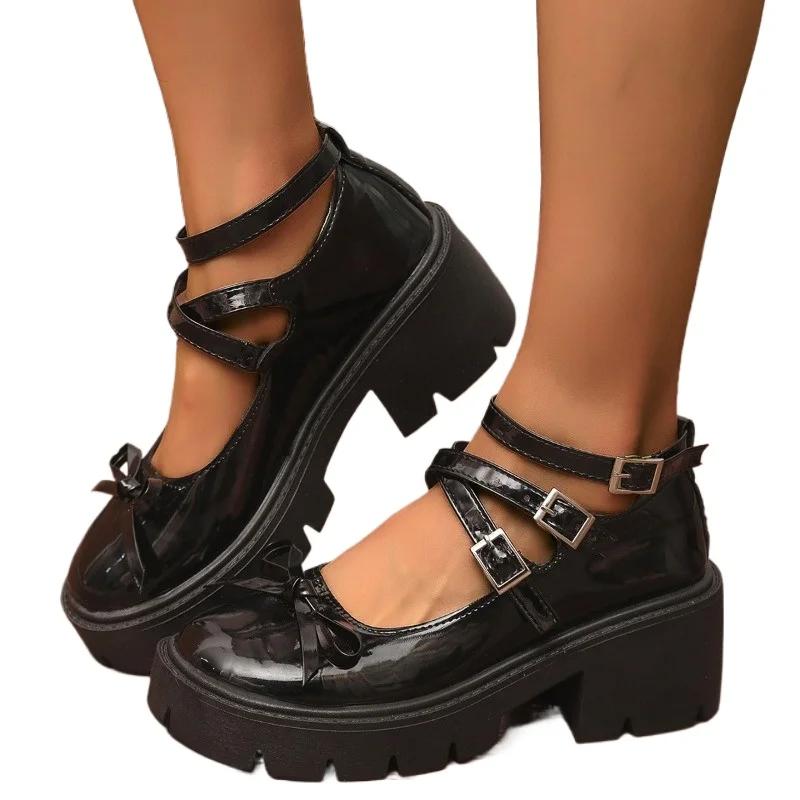 2025 Brand Ladies Shoes Buckle Strap Women's High Heels Butterfly-knot New Dress Plus Size Best Seller Mary Jane Shoes
