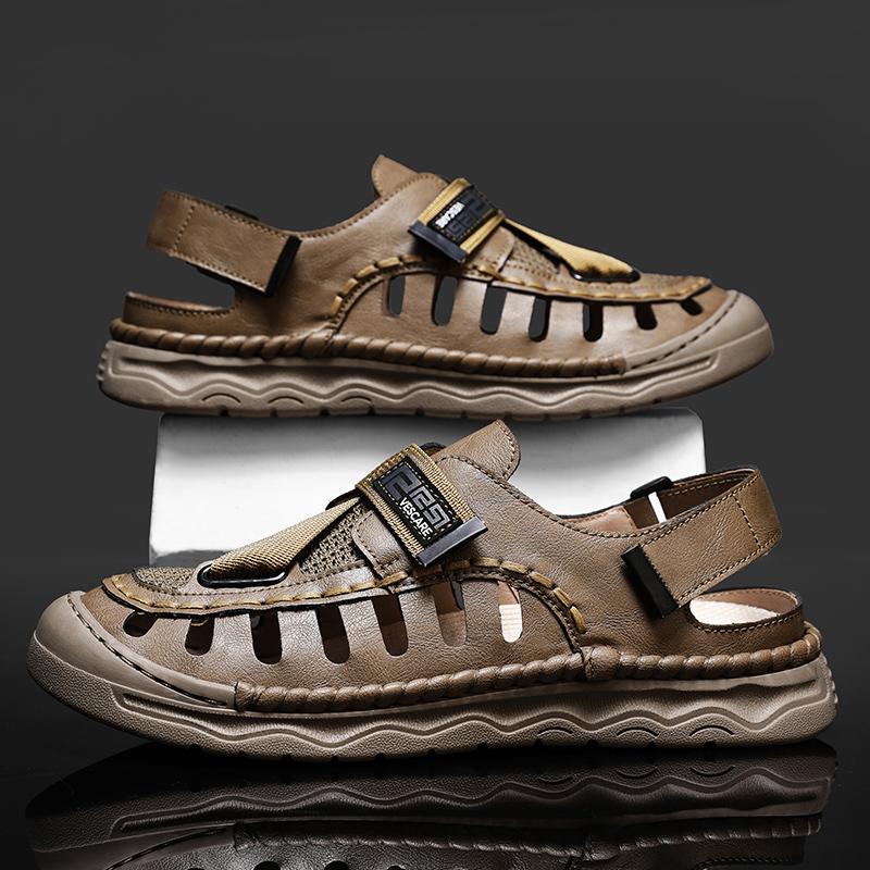 Fashion New Leisure Walk Men's Sandals Durable Handmade Stitching Beach Shoes Quick Dry Wading Aqua Shoes Non Slip Outdoor Male Sandaly
