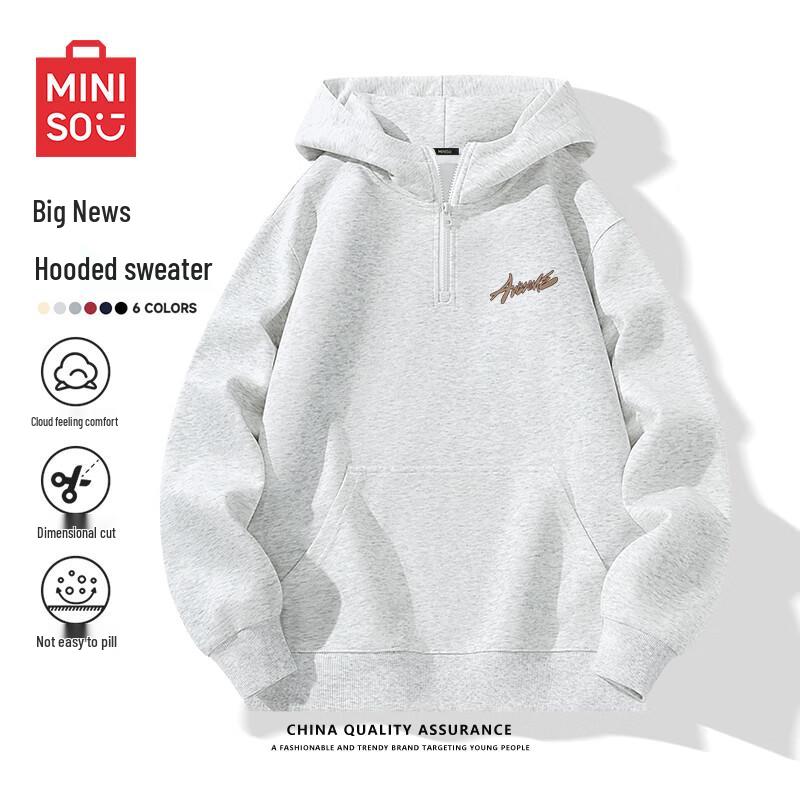 

MINISO Men s Trendy Half-Zip Hooded Sweatshirt L