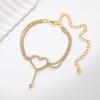 Rhinestone Foot Ornaments, Adjustable Anklet, Crystal Double Heart-shaped Anklet