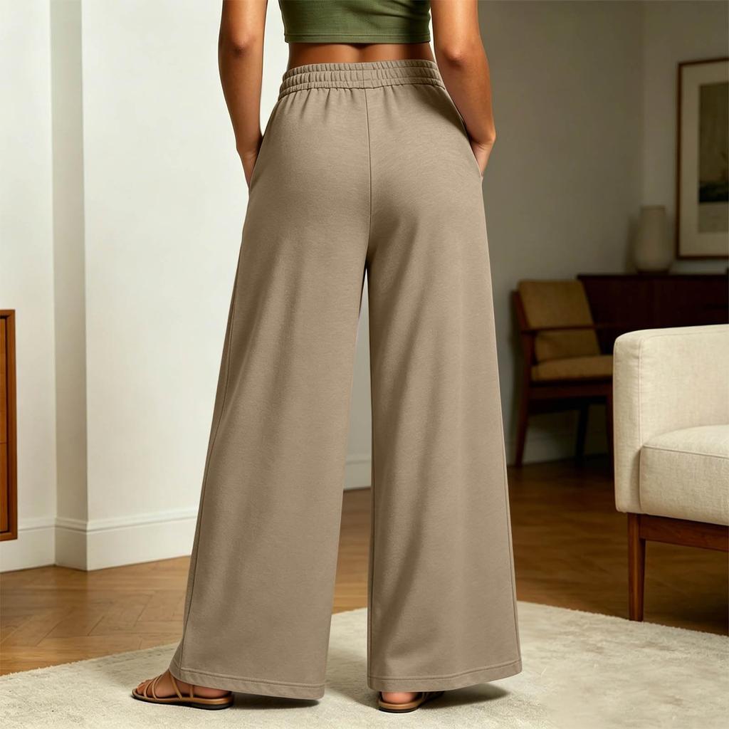 Women's Casual Retro Wide Leg Pants with Pockets for Everyday Wear