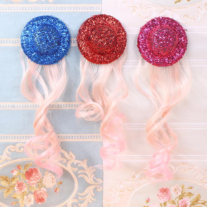 

Милая шляпка для куклы с длинным париком, аксессуары для куклы, кудрявые волосы, кукольное платье принцессы, игрушка для девочек для ролевых игр 1Pcs