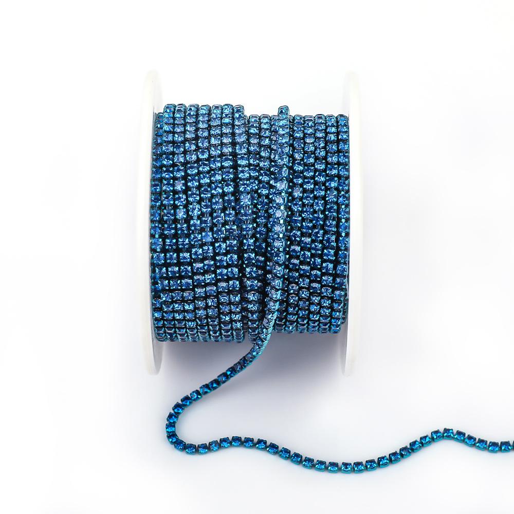 Electroplated Glass Rhinestone Single Row Claw Chain for DIY Costume Accessories