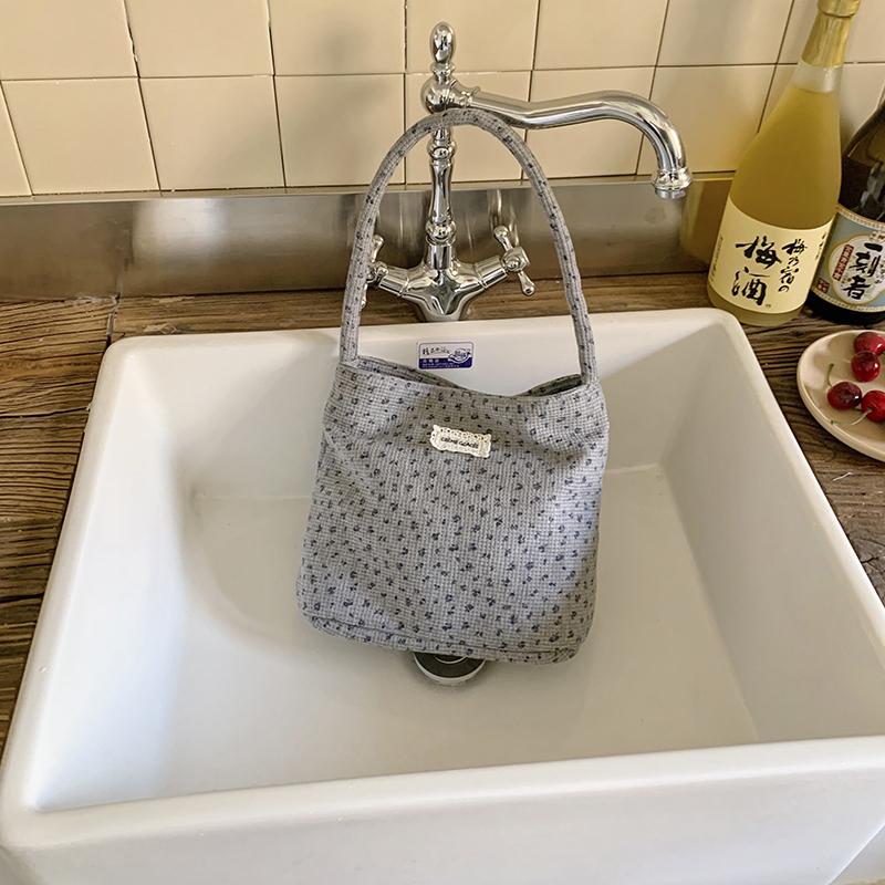 Women Floral Dot Canvas Tote Bag Mini Shoulder Handbag Casual Daily Purse