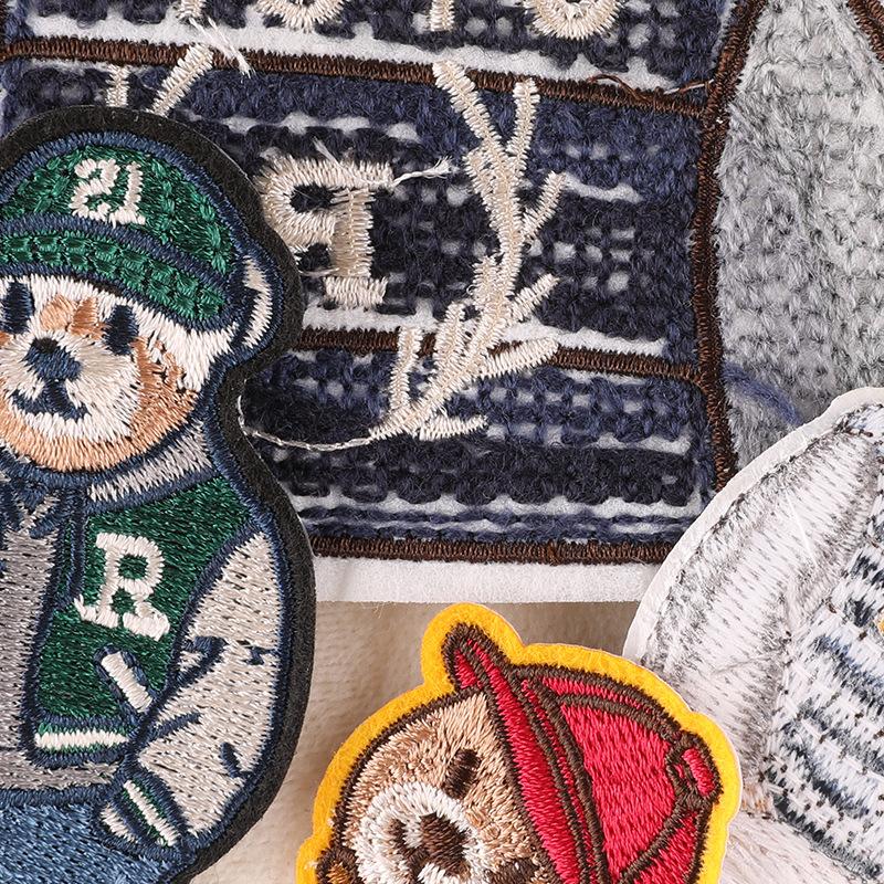 Embroidery Label Towel Embroidery Clothing Accessories Bear Patch Sticker Badge Cloth Label Chenille Embroidery Cloth Sticker