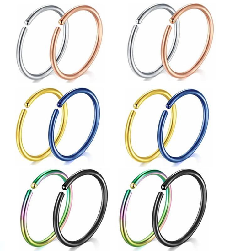 5/10/20PCS Stainless Steel L Shape Nose Stud Set 20G Crystal Nose Ring Hoop Set Indian Crystal Nose Stud Bulk Piercing Nariz Lot