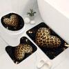 1/4Pcs Bathroom Shower Curtain Set Leopard Print  Bathroom Curtain With 12 Hooks Non Slip Rugs Toilet Cover Mat Bathroom Partition