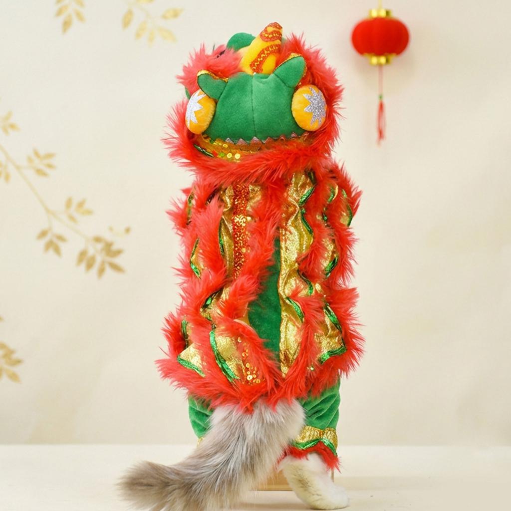Clothes, Winter Warm Cotton Coat For Teddy, Bichon , Pomeranian, And Other Small To Medium-sized Dogs And Cats, New Year Festive Dragon Robe Design.