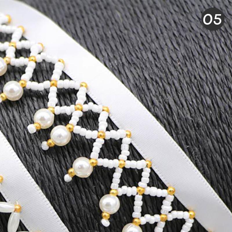1 Yard Handmade Tassel Lace Trim Imitation Pearl Beaded Fringe For DIY Stage Dress Curtain Wedding Jewelry Upholstery Crafts
