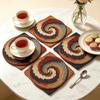 4-Piece Round Placemats Set Vintage Spiral-Style Earth-Tone Non-Slip Heat-Resistant for Elegant Dining