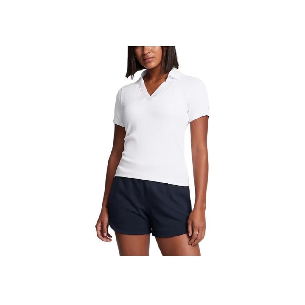 Under Armour FW24 Premier Series Soft Comfortable Quick-Dry Breathable Short Sleeve Polo Shirt Women Tops White Quartz 1388706-100