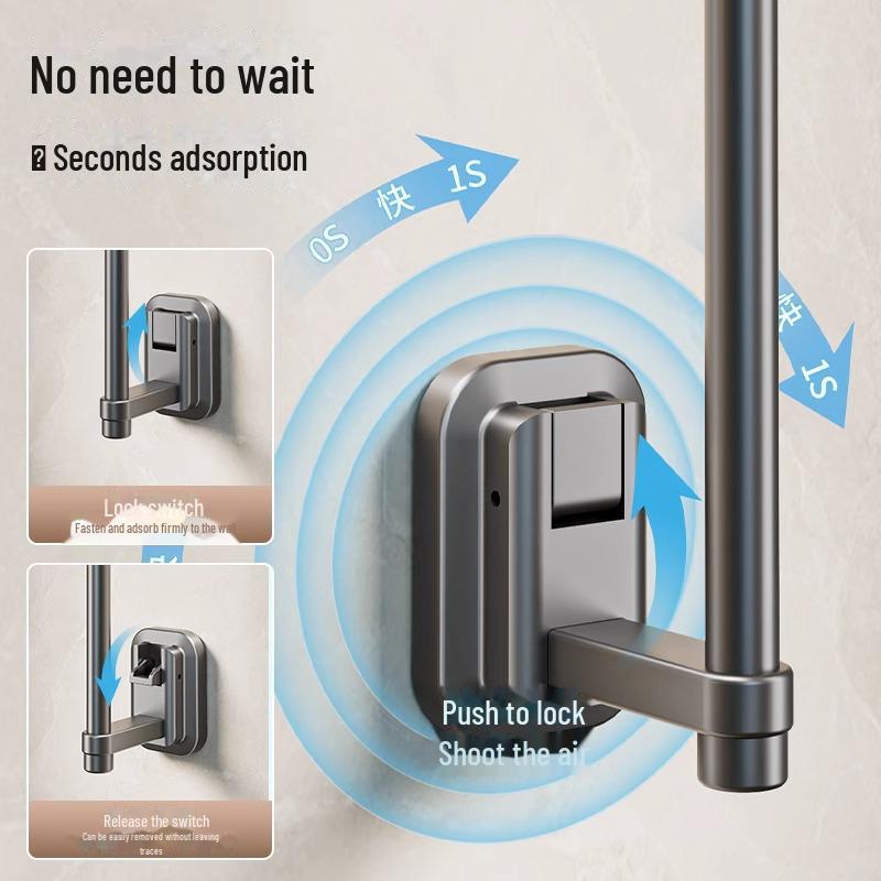 Punch-Free Suction Cup Paper Towel & Plastic Wrap Holder with Hanging Rod