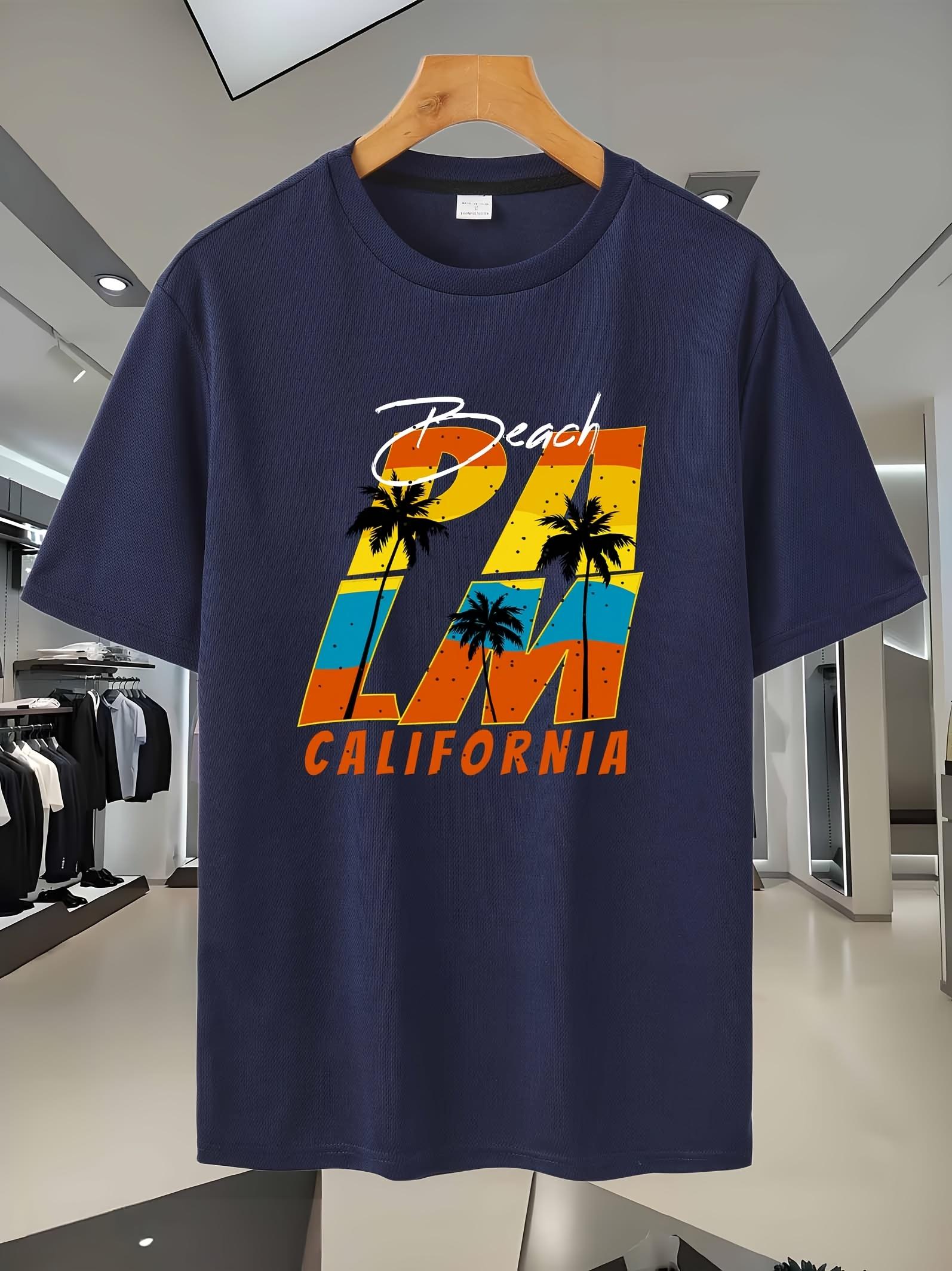 Breathable Mesh Summer T-shirt - California Beach Print XXXXL