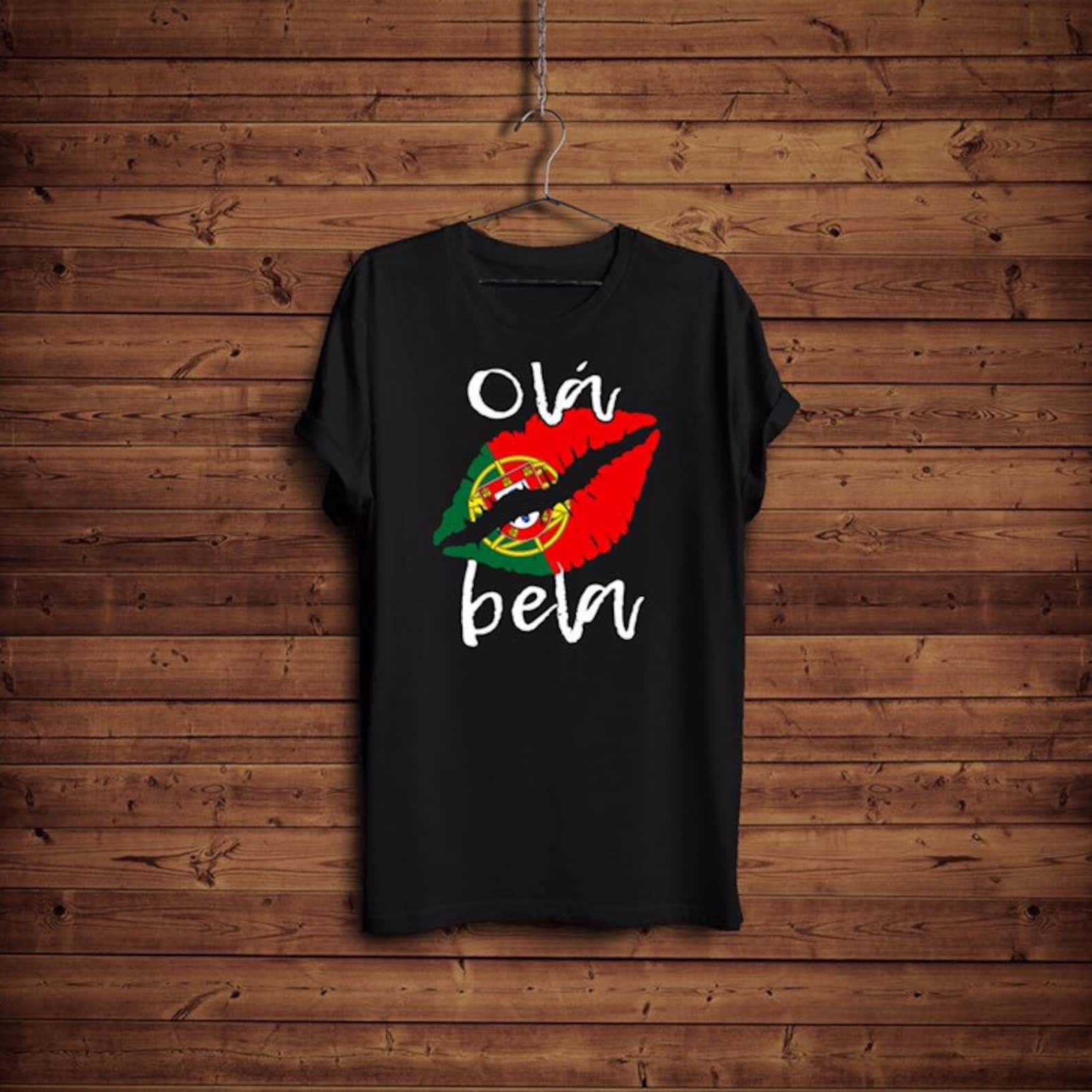 Portugal Flag Shirt Hello Beautiful Ola Bela Portuguese Lips XL
