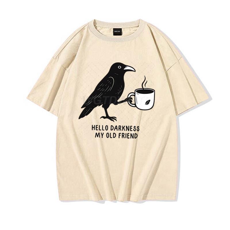 Raven Crow Coffee Shirt for Women Unisex Funny Gift for Coffee Lover Cotton Tshirt Womens Unisexs Oversized Comfort Colors Tee Top