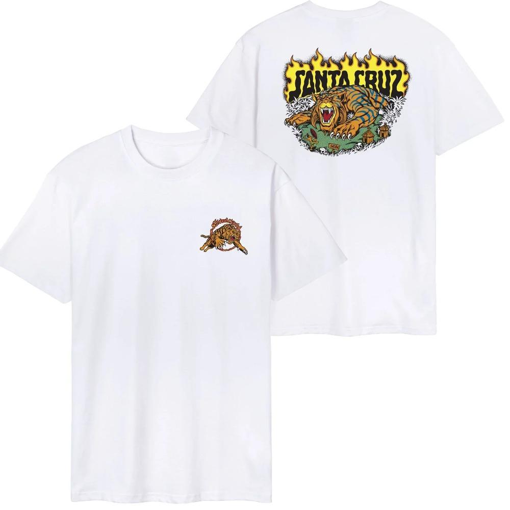 Skateboard Casual Cotton Men's T-Shirt Loose Sports Cruz Women Short Sleeve Tiger Print Street Trend Hip Hop Harajuku Clothing