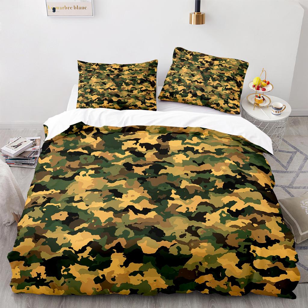 Home Textile Camouflage Quilt Cover Digital Printing Three-Piece Set 3D
