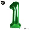 32 Inch Green Number Foil Balloons 0-9 Jungle Safari Theme Soccer Party Decor Kid Boy 1st Birthday Dinosaur Baby Shower Supplies
