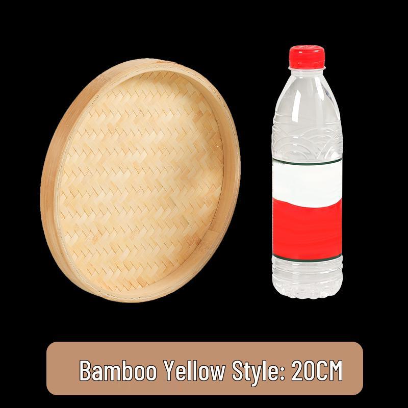 Round Bamboo Weaving Tray: Fine Mesh Sieve, Drying & Draining Basket, Decorative Sample Plate