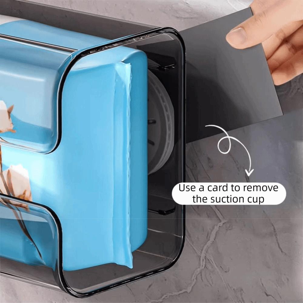 Punch-Free Suction Cup Tissue Box Waterproof Removable Toilet Paper Holder Space Saving Clear Paper Towel Storage Rack Kitchen