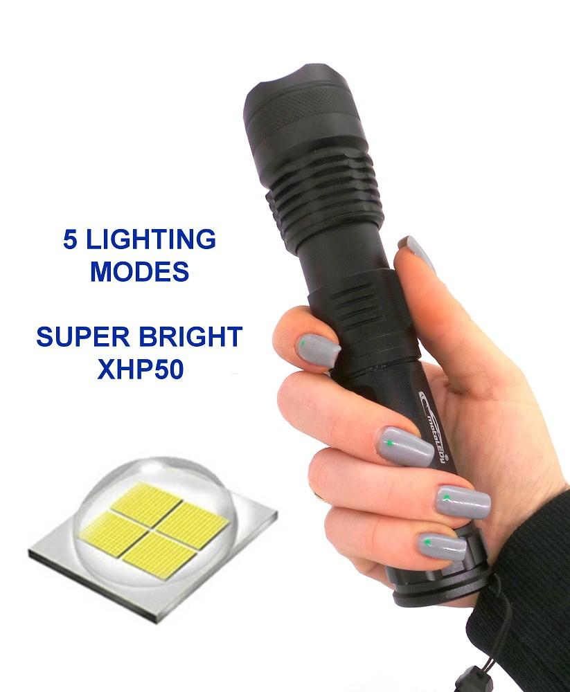 Powerful LED Tactical Flashlight 10000lm 600m USB C