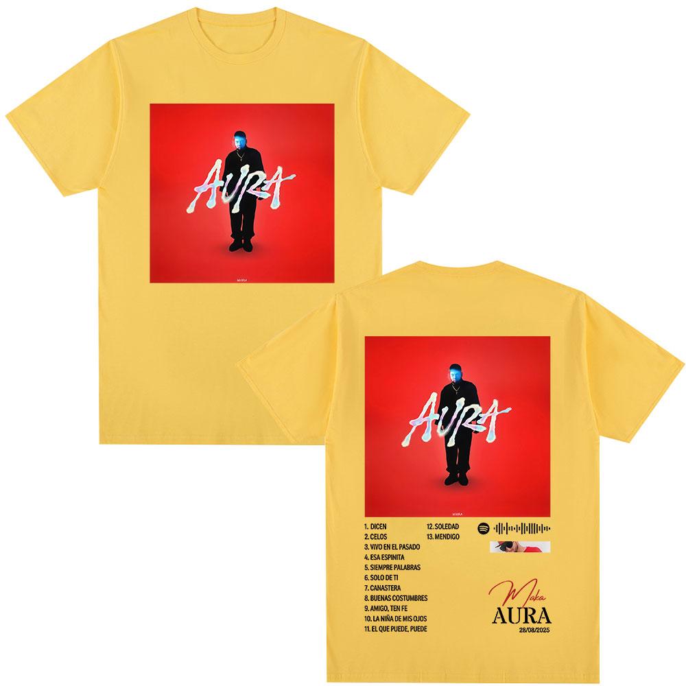 Rapper Maka Aura 2025 Tour Graphic T Shirts Unisexs Women Fashion Vintage Tshirts Casual Cotton Short Sleeve T Shirt Streetwear
