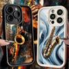 Phone Case for iPhone 17 Air 16E 15 16 Pro Max Saxophone Instrument Music Cover 14 Plus 13 12 Mini Soft Shell Silicone Fundas
