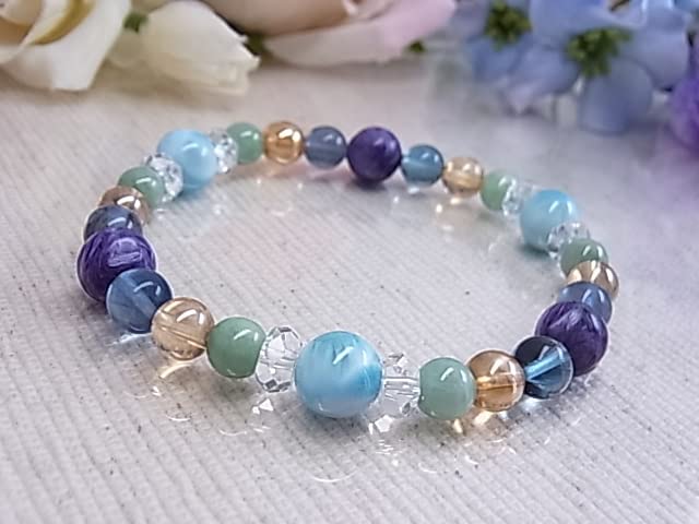 Larimar Charoite Burmese Jade Healing Adult Chic Power Stone Natural Stone Bracelet 65 D54 [LARIMARMJ]